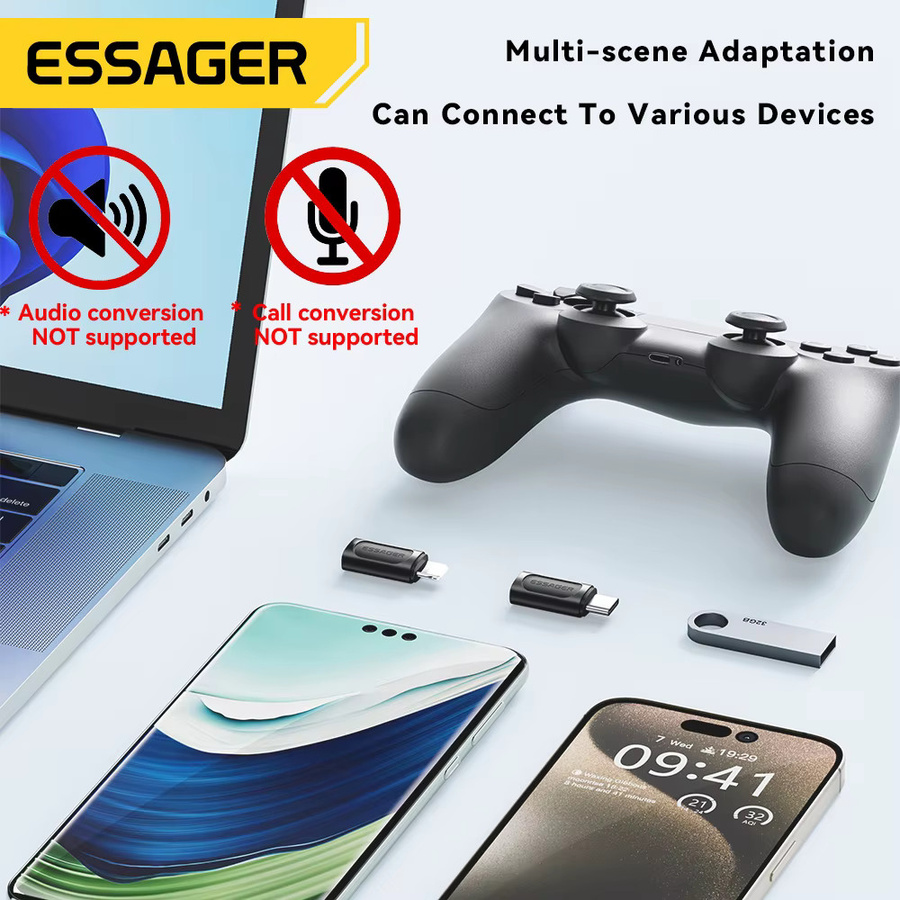 Essager USB Typ C zu Lightning OTG-Adapter mit 20W PD Schnellladung, Farbe Schwarz, kompatibel mit iPhone 15 14 13 12 Pro Max - Bild 4