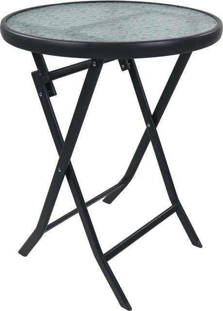 VCM Gartentisch rund aus Metall und Glas in Anthrazit, klappbar und UV-beständig, B/T/H: 55 x 55 x 70 cm - Bild 1