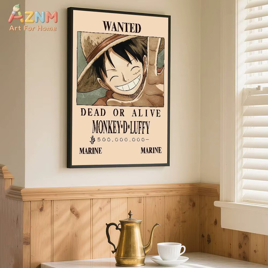 Kayou One Piece Wanted Poster Wandkunstdruck aus Leinwand mit Luffy Nami Robin und Brook in Multicolour im Vintage-Stil - Bild 6
