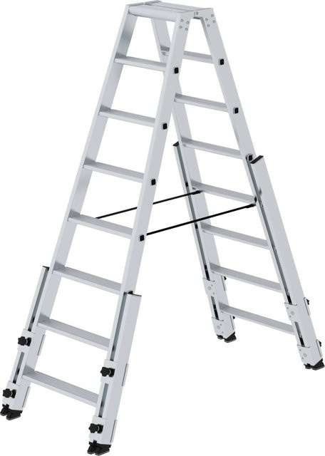 PROREGAL Stufen-Stehleiter Treppengängig in Silber mit 2 x 8 Stufen - Bild 1