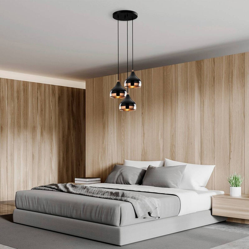 Opviq Pendelleuchte Yildo in Schwarz und Kupfer aus Metall mit 3 E27 Fassungen, B/T/H: 37 x 37 x 111 cm - Bild 4