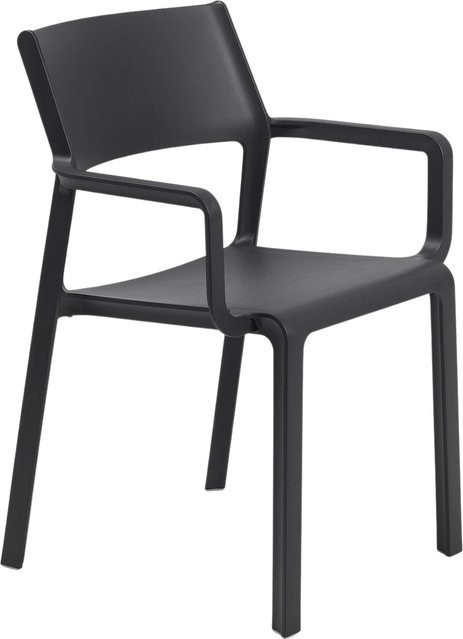 Nardi Trill Armlehnstuhl in Schwarz, stapelbarer moderner Gartenstuhl aus wetterfestem Kunststoff - Bild 1