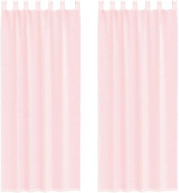 vidaXL Voile Vorhänge mit Schlaufen, 2 Stück, Hellrosa, Breite: 140 cm, Höhe: 260 cm - Bild 1