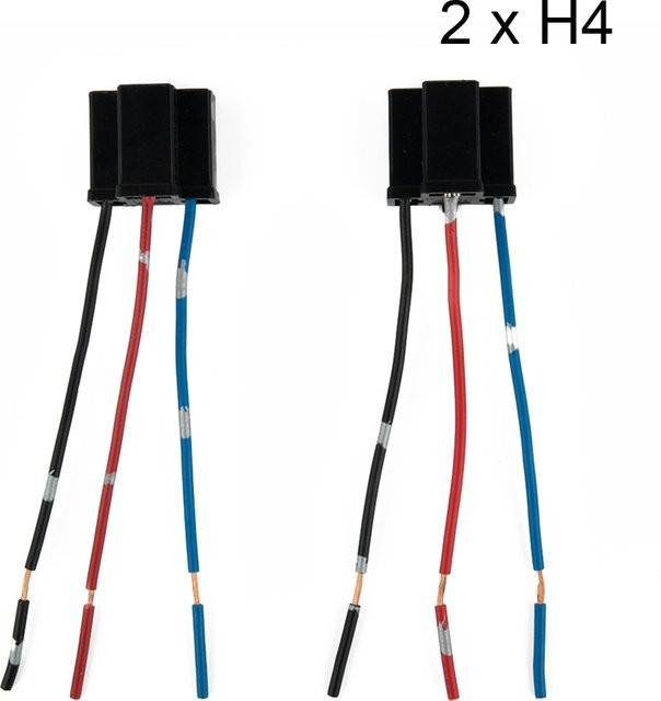 2er-Set H4 3-Pin Scheinwerfer Ersatz Stecker und Kabelbaum Adapter Buchsen - Bild 1