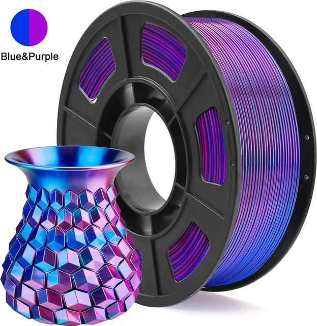 PLA Filament 1,75mm Zweifarbig Blau-Lila für FDM 3D-Drucker, 250g Spule - Bild 1