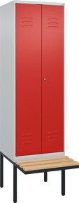 C+P PSA Doppel-Spind Classic PLUS Sitzbank mit 2 Abteilen, Buche-Hartholz und Zylinderschloss, B/T/H: 212,0 x 60,0 x 81,5 cm - Bild 1