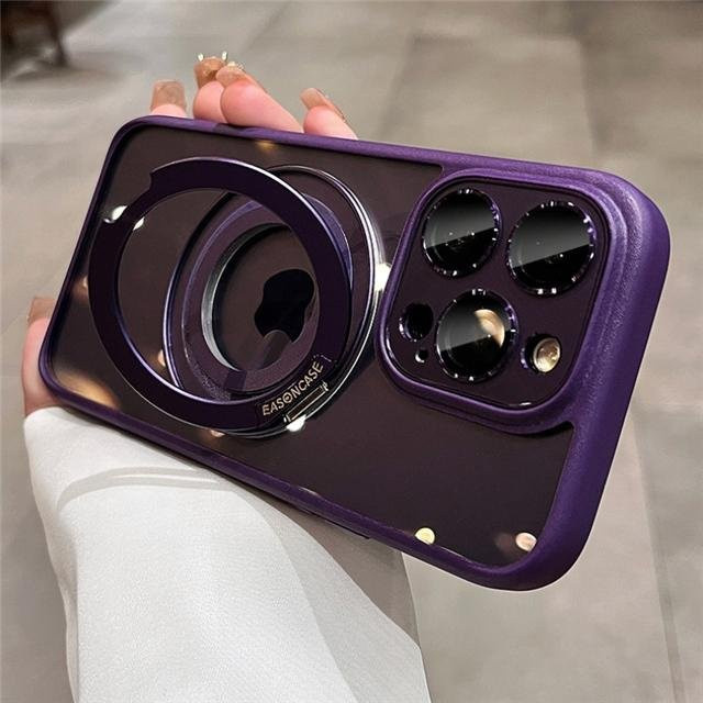 Yiran bag Magnetische iPhone Hülle mit Drehständer und Linsenschutz für iPhone 16 Pro Max, 15, 14, 13 und Plus Modelle in Schwarz - Bild 1