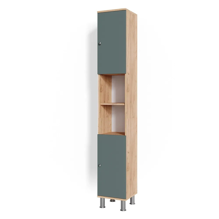 Vicco Badschrank Fynn Hochschrank Badezimmerschrank Eiche Grün H: 190 cm, B: 30 cm, T: 30 cm - Bild 3