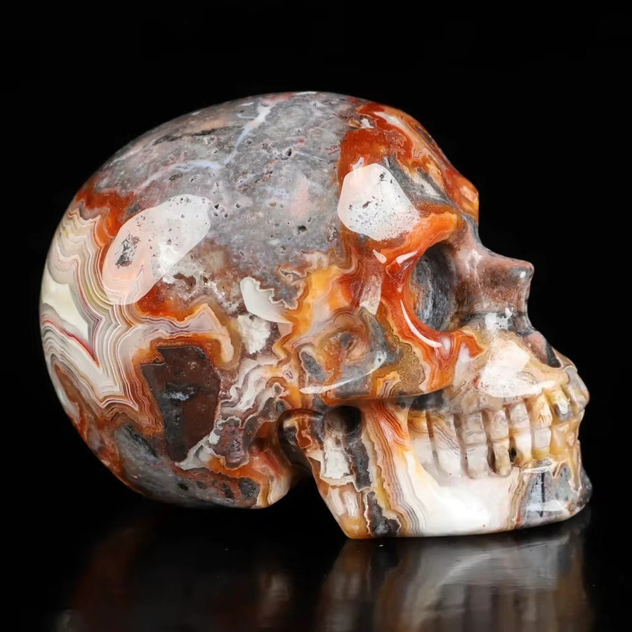 Natürlicher Geld-Achat-Schädel von CrystalHola in Mehrfarbig für Gothic-Heimdekoration und Schmuckherstellung - Bild 2