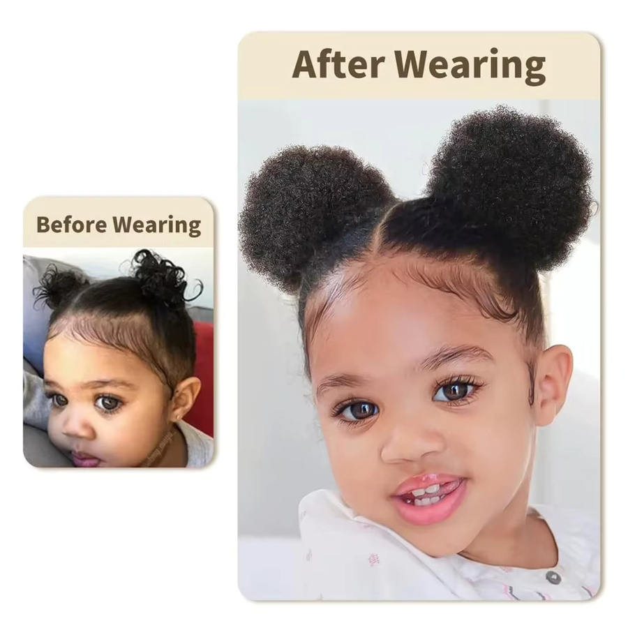 Dula A Hair Echthaar Afro Puff Kordelzug, Lockiges Haar, Kinder - Bild 5
