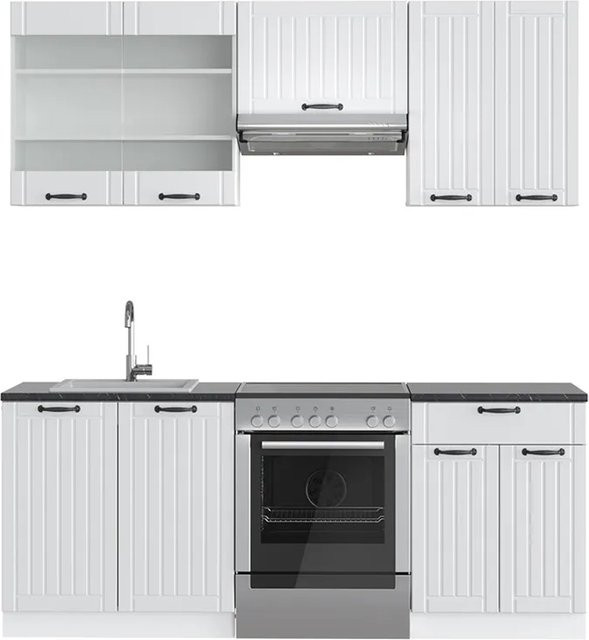 Vicco Fame-Line Küchenzeile Landhausstil in Weiß und Anthrazit, Breite: 200 cm - Bild 1