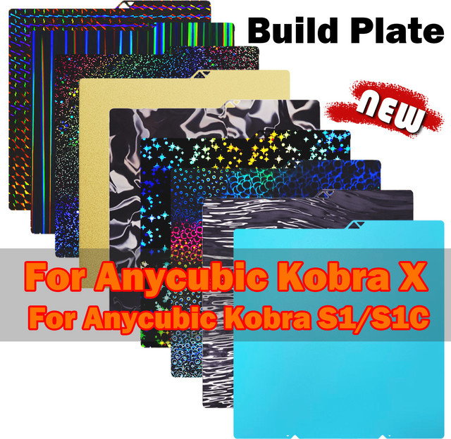 Anycubic Kobra X PEI Druckbettplatte mit strukturierter Oberfläche in Schwarz, B/T: 264 x 276 mm - Bild 1