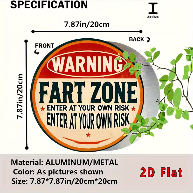 Rundes Metall-Warnschild Potdemiel Fart Zone im Vintage-Stil mit Typografie in Rot - Bild 3