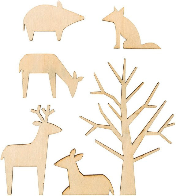 Rico Design Holzdeko-Set Waldtiere groß in Naturfarben - Bild 1