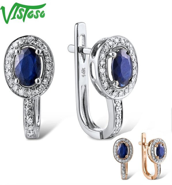 VISTOSO Goldohrringe, 585 Bicolor, Diamant, Saphir, Damen - Bild 1