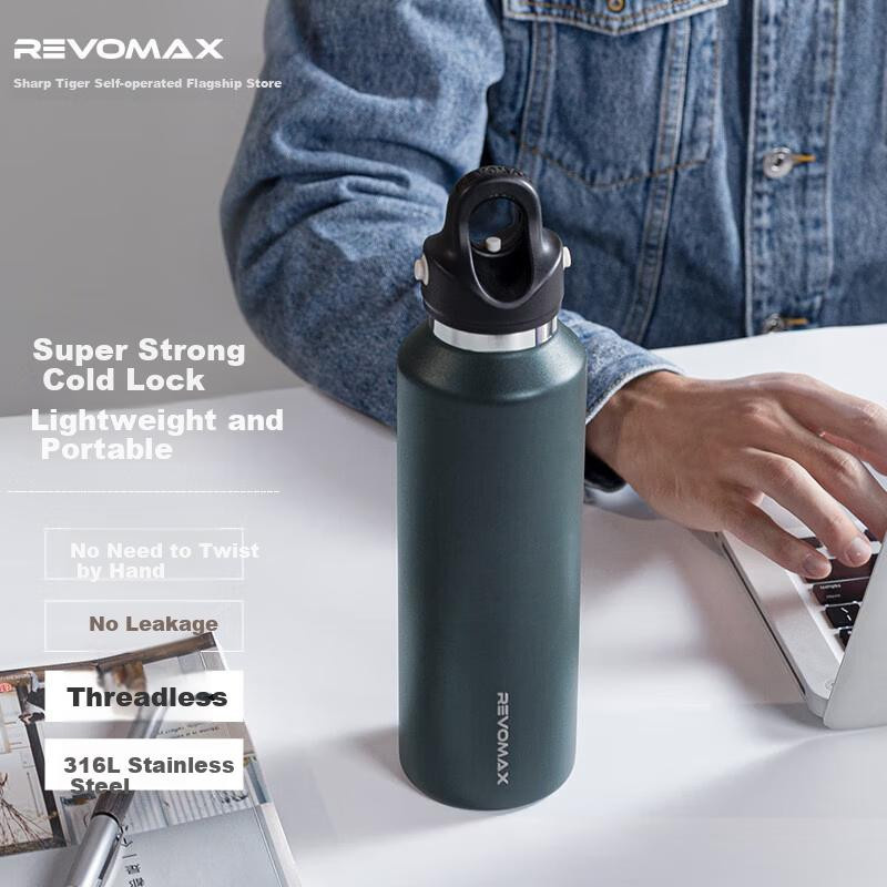 REVOMAX Isolierbecher Sport-Wasserflasche für Herren, Grün, 592 ml - Bild 4