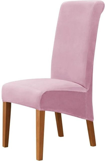 Luxus Samt Schlittenlehnenstuhlbezug in Grau für Esszimmer und Schreibtischstuhl, verstellbare Stuhlhülle aus Polyester und Elastan - Bild 1