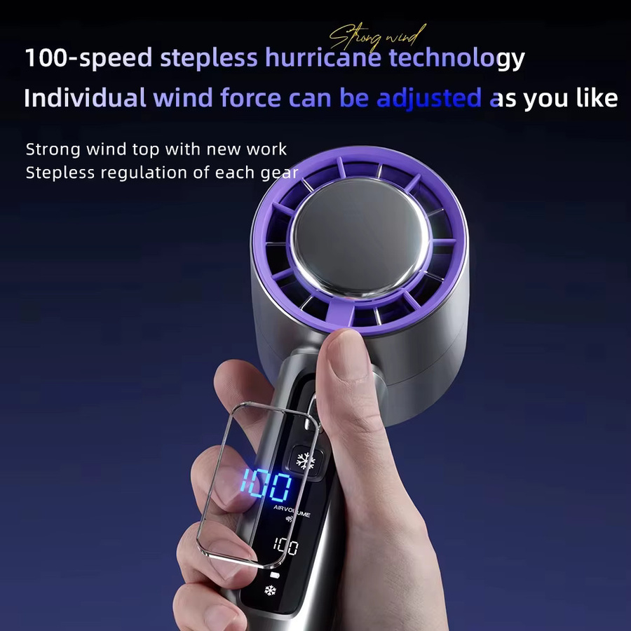 XIAOTREE Handheld-Elektroventilator mit Halbleiterkühlung, tragbarer Mini-Ventilator mit 4000 mAh Akku, USB-wiederaufladbar, Grau - Bild 2