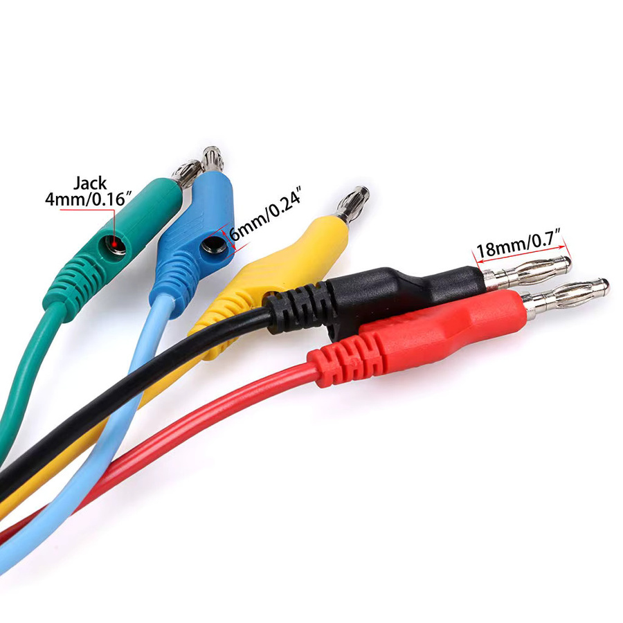 5-teiliges Bananenstecker-zu-Bananenstecker-Testkabel-Set in Multicolor mit 4mm stapelbaren Bananensteckern für Multimeter und elektrische Prüfungen - Bild 2