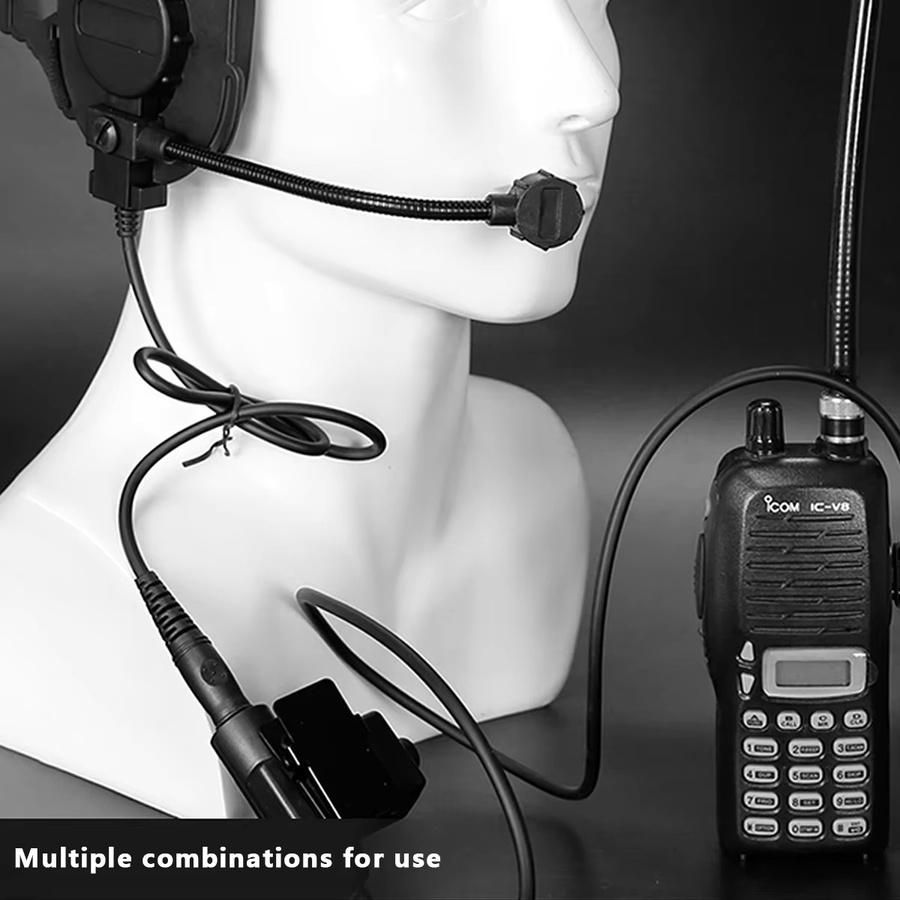 Taktischer U94 PTT Headset Adapter mit Kabel Stecker für Walkie Talkie Motorola, Baofeng UV-5R, TYT F8 und Kenwood in Schwarz - Bild 3
