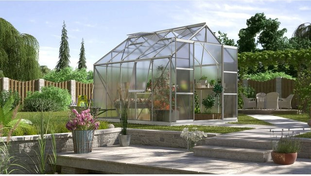 Vitavia Gewächshaus Jupiter 8300 aus eloxiertem Aluminium mit Polycarbonat-Verglasung und Fundament, 8,3 m² - Bild 1