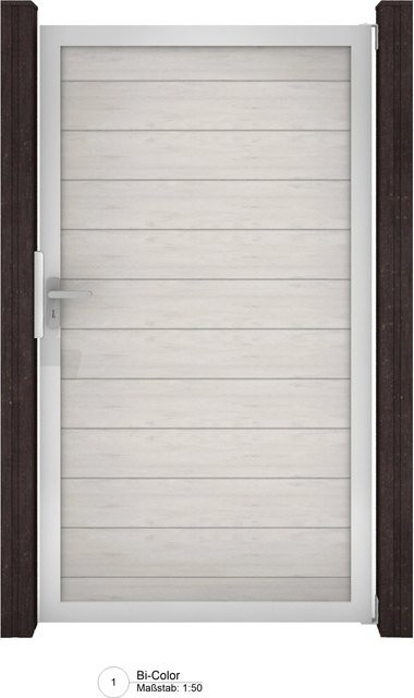 GroJa Solid SteckzaunTor Universal-DIN Single Gate in Bi-Color Sand, Breite: 150 cm, Höhe: 180 cm - Bild 1