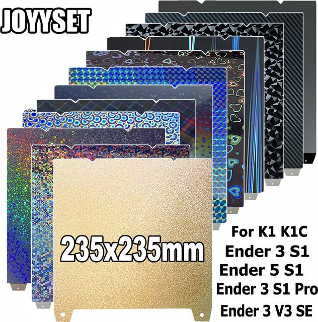 JOYYSET Doppelseitige PEI-Federstahlplatte für Ender-3 S1 Pro, Ender 3 V3 SE, V3 KE, Ender-5 S1 und K1 K1C, B/B: 235 x 235 mm - Bild 1