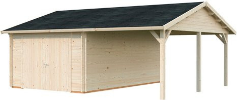 Palmako Garage Roger aus Fichtenholz mit Satteldach und Holztor, Farbe Braun, B/T/H: 703 x 619 x 316 cm - Bild 2