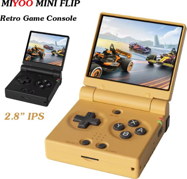 MIYOO Mini Flip Retro Handheld-Spielkonsole in Pink mit 2,8 Zoll IPS-Bildschirm - Bild 1