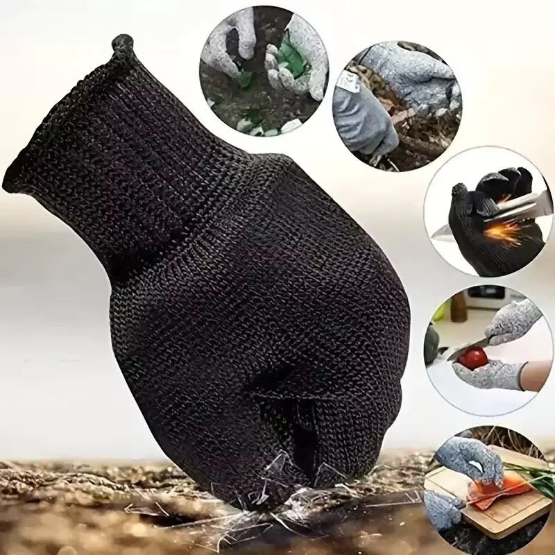 QHSPE Schnittfeste Schutzhandschuhe aus Edelstahl und Schnittfaser in Schwarz, 1 Paar - Bild 3