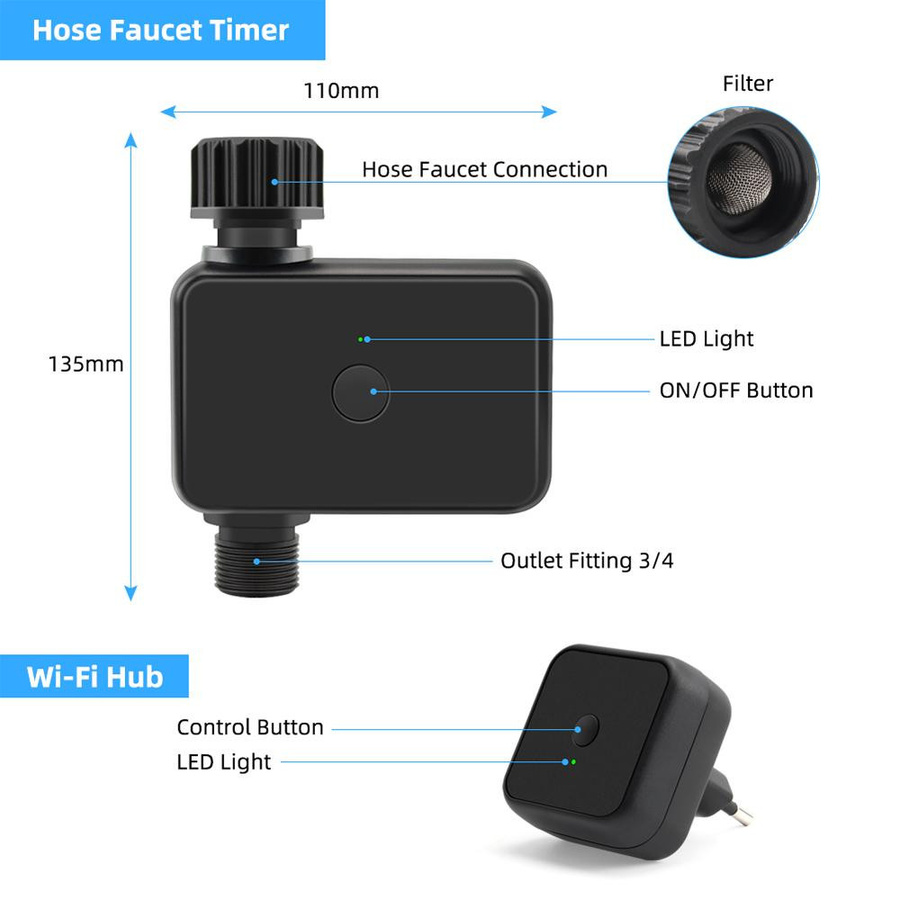 GoolRC Sprinkler-Timer mit App-Steuerung für automatisches Bewässerungssystem, Einzelauslass, Schwarz - Bild 6
