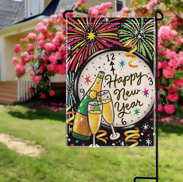 VIKAMA Gartenflagge mit Buchstaben-Druck für Weihnachten und Silvester, Mehrfarbig, B/H: 45 x 30 cm - Bild 1