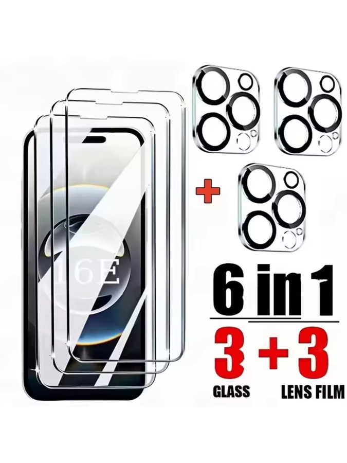 6in1 Bildschirmschutz Set aus gehärtetem Glas für iPhone 17 Pro Max, 16, 15, 14, 13, 12, 11 Pro Max inklusive Kameraobjektivschutz, transparent - Bild 3