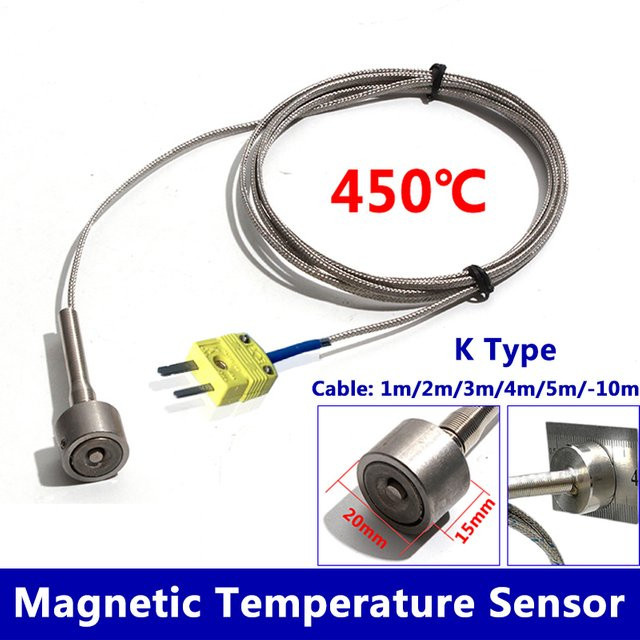 BMAD K-Typ Thermoelement-Temperatursensor mit starker magnetischer Adsorption und abgeschirmtem Edelstahlkabel, 0–450 Grad, Silber - Bild 1