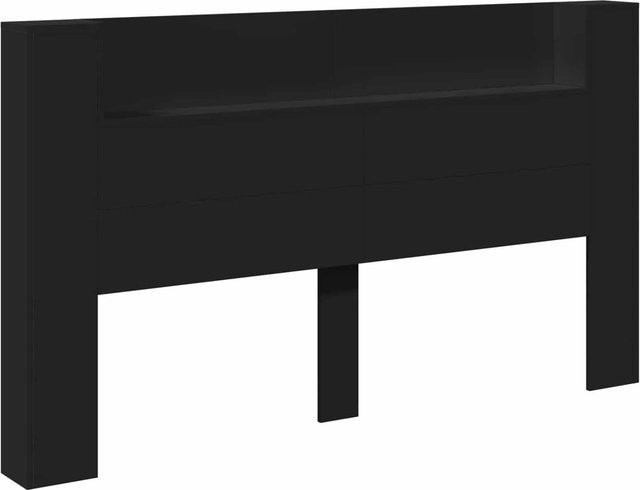 vidaXL Kopfteil mit integriertem Regal in Schwarz, modern, Holzwerkstoff, B: 180 cm, T: 16,5 cm, H: 103,5 cm - Bild 1