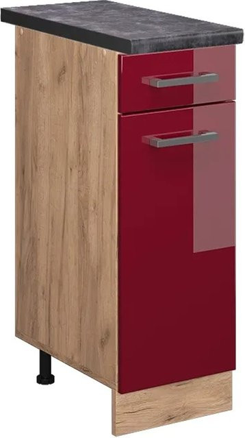 Vicco Küchenunterschrank R-Line Bordeaux Hochglanz in Anthrazit und Goldkraft Eiche, B/T/H: 30,0 x 60,0 x 81,6 cm - Bild 1