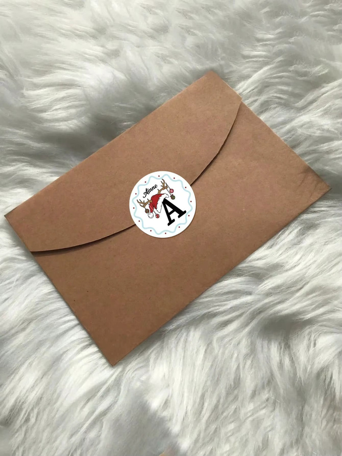 Personalisierte Weihnachtsaufkleber mit Namen, runde Namensschilder aus Papier in Mehrfarbig, Durchmesser: 3 cm - Bild 3
