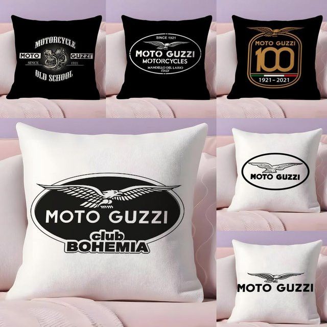 Moto G-Guzzi Kissenbezug aus weichem Plüschstoff in Multicolor, doppelseitig bedruckt - Bild 1