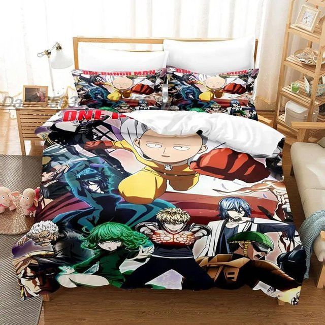 One Punch Man 3D Anime Bettwäsche Set aus Mikrofaser, Mehrfarbig, Bettbezug und Kissenbezug, B/H: 133 x 70 cm - Bild 1