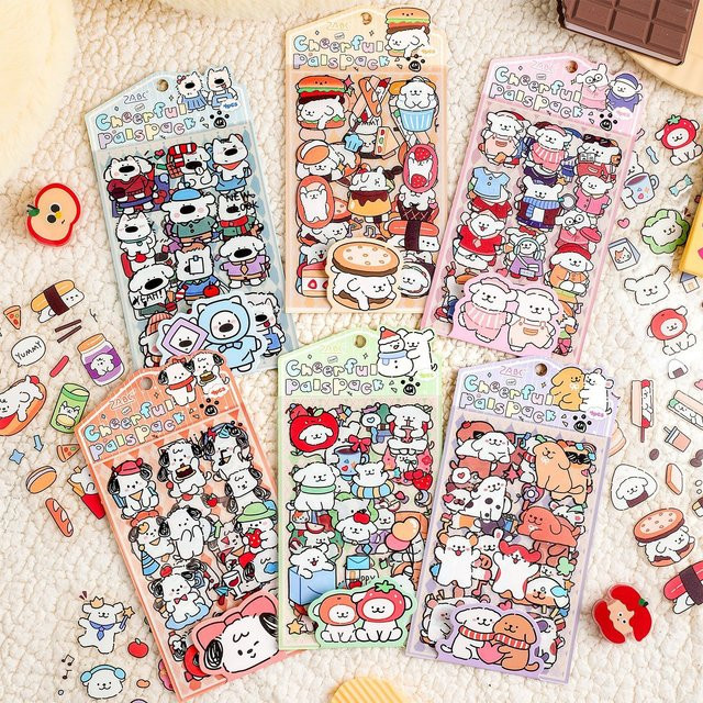 Niedliche PET-Aufkleber Energetische Freunde in Lila und Mehrfarbig für Journaling, Scrapbooking und Kinder-Sticker-Sets - Bild 1
