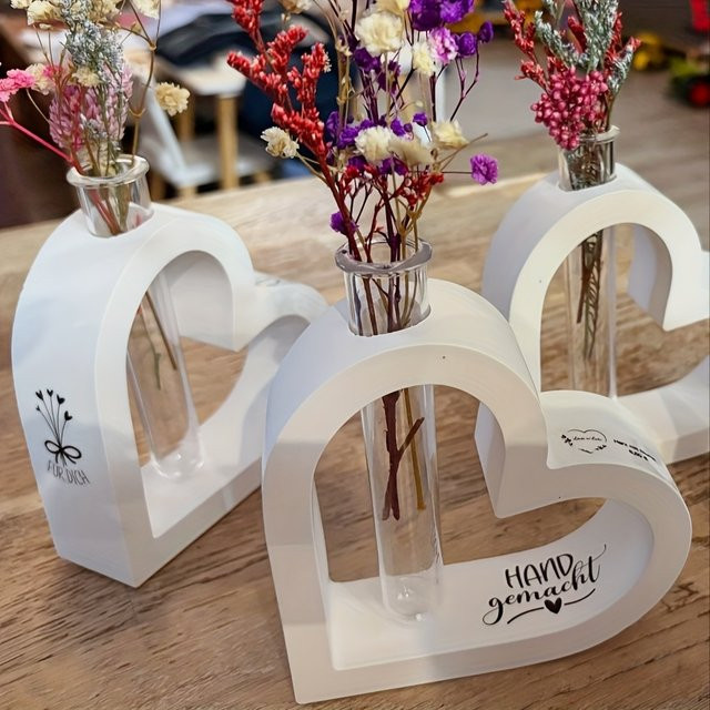 LEQU Happy And Fun Herzförmige Gießform für Blumenarrangements und DIY-Ornamente in Weiß - Bild 1