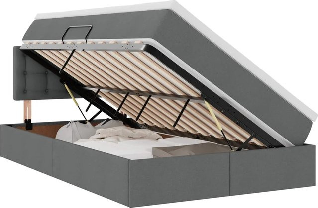 vidaXL Bett mit Stauraum und LED in Dunkelgrau, B/T: 120 x 190 cm - Bild 1