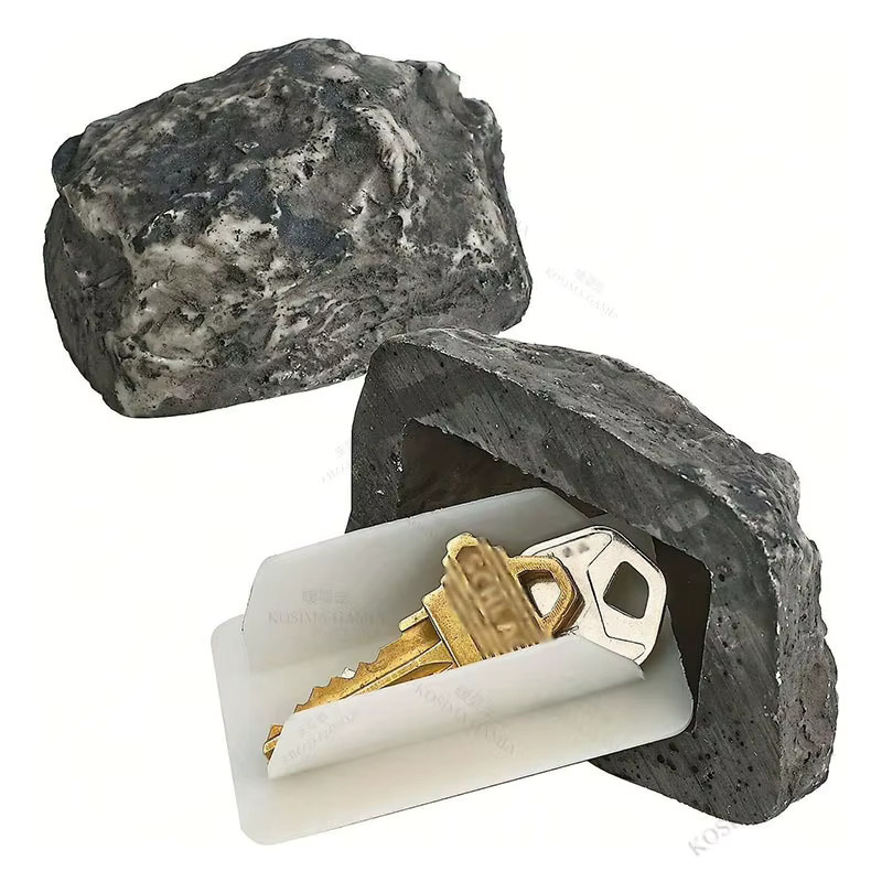 Kreative Stein-Schlüsselbox in Grau als Sicherheits-Aufbewahrungsbox im Felsdesign zum Verstecken von Schlüsseln - Bild 7