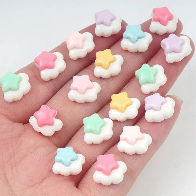 10 Stück Mini Star Cloud Resin Craft Patches in Multicolour für DIY Scrapbooking und Schmuckherstellung - Bild 1