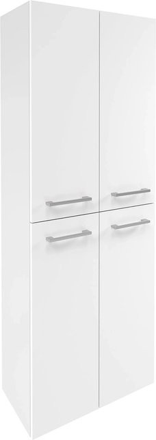 Fackelmann Doppel-Hochschrank Verona in Weiß Hochglanz mit 4 Türen, Innenschubladen und Soft-Close-Funktion, B/T/H: 60 x 31,8 x 162 cm - Bild 1