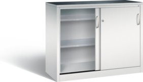C+P Schiebetürenschrank Acurado in Lichtgrau mit Regalböden und Schloss, H x B x T: 100 x 120 x 50 cm - Bild 1