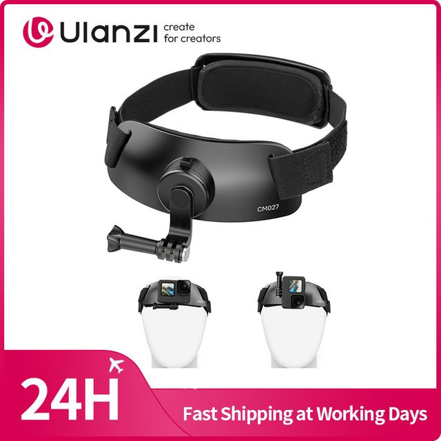 Ulanzi Kopfbandhalterung in Schwarz für Action-Kameras und Smartphones, passend für GoPro 12, 11, 10, 9, 8, 7 für Outdoor-Fotografie und Video-Vlogging - Bild 1