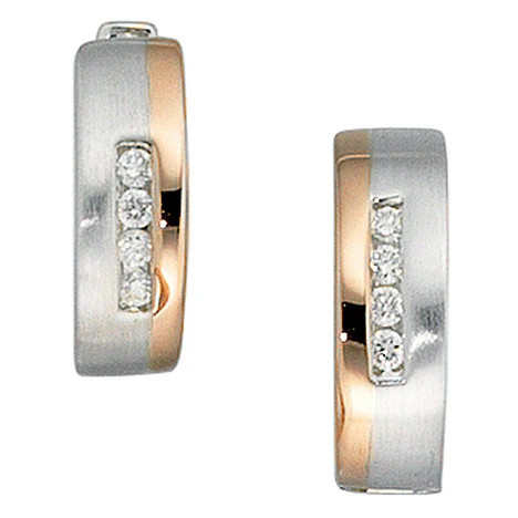 Colfem Creolen bicolor, 585 Gold, 8 Diamanten, Damen - Bild 1