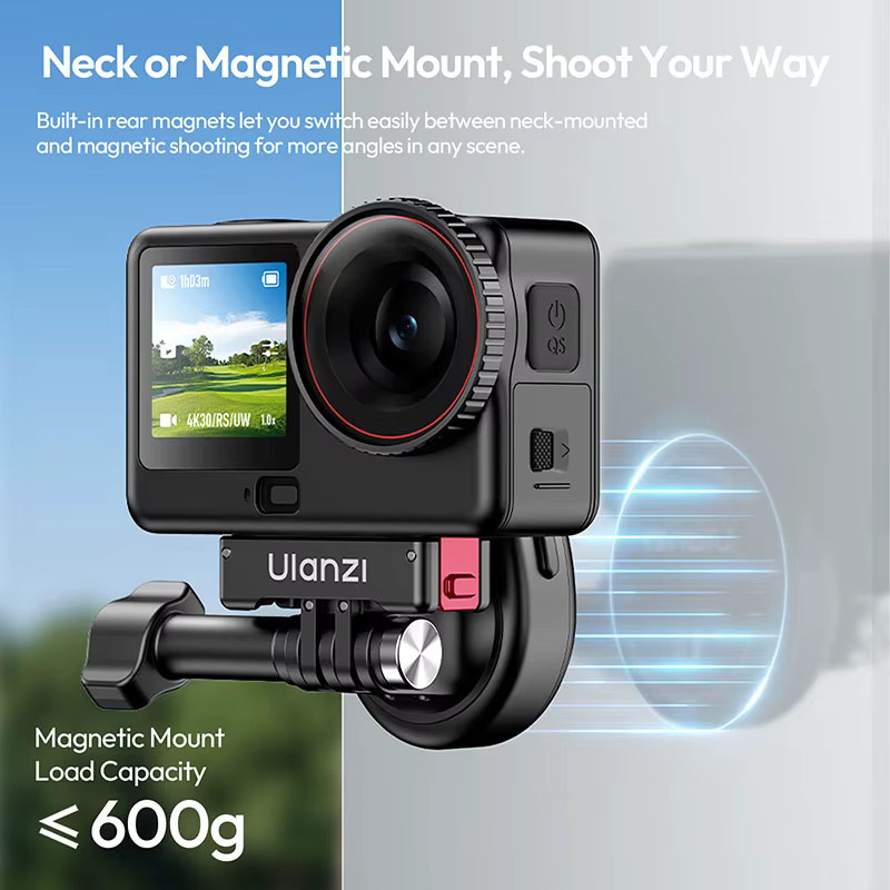 Ulanzi ZJ09 Flexibler POV-Nackenhalter in Schwarz für GoPro und DJI Actionkameras - Bild 2