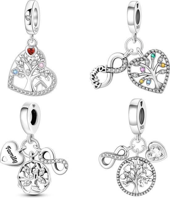 MISEFF Charm-Anhänger 925 Silber, Herz, Baum des Lebens, Zirkonia, Unisex - Bild 1